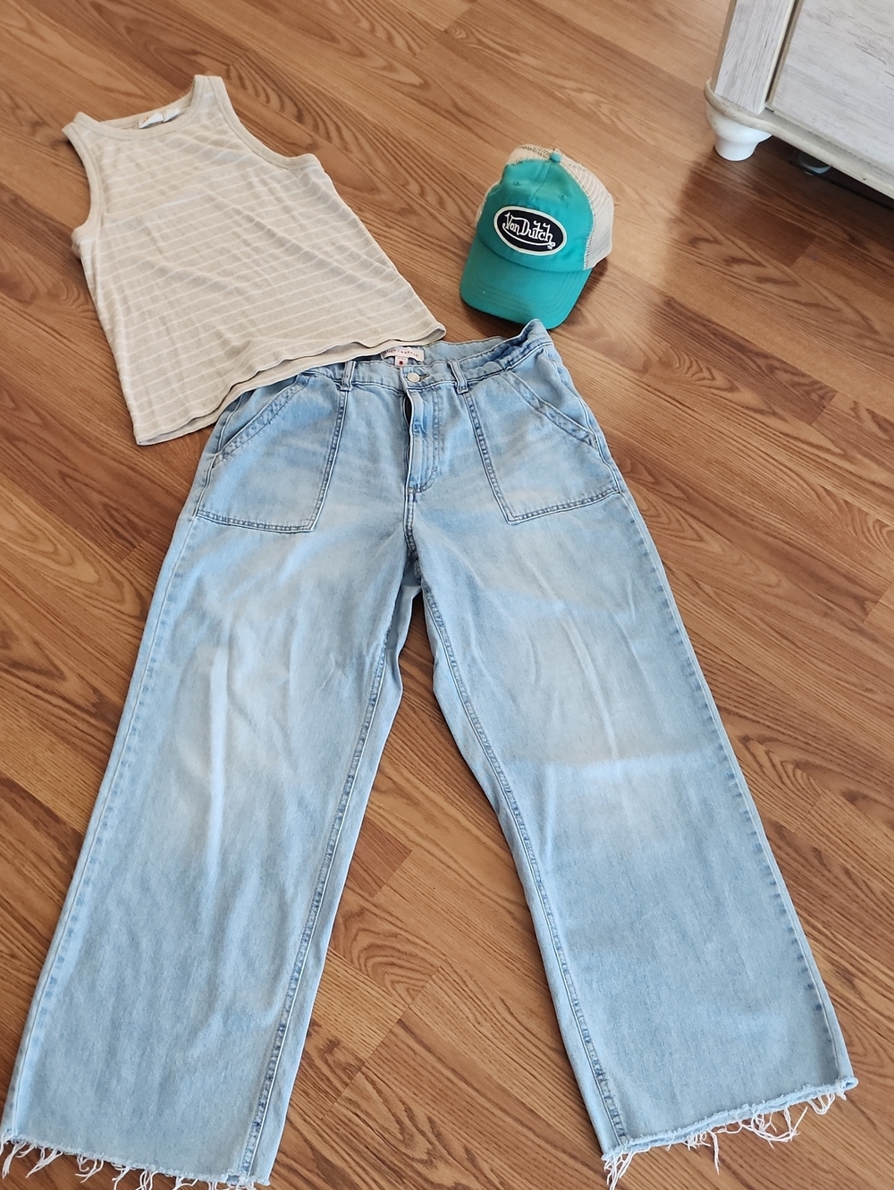 Lucky Brand Light Blue Denim Jeans with Brown Leather Patch
